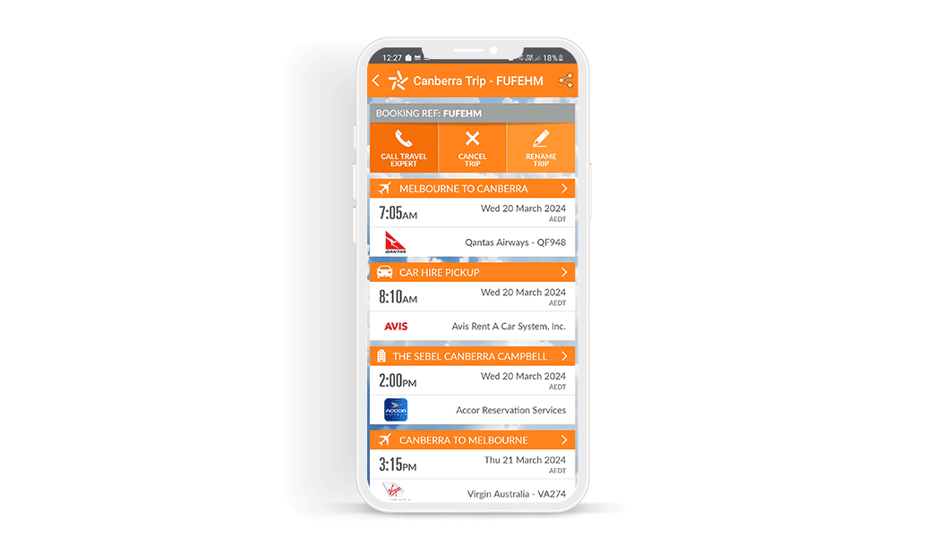 Mobile App Itinerary