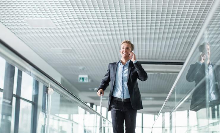 Business traveller in airport