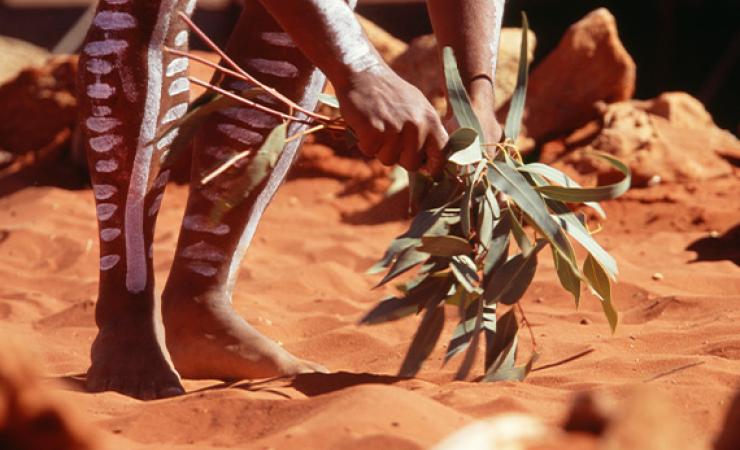 Aboriginal Art Body Paint on legs