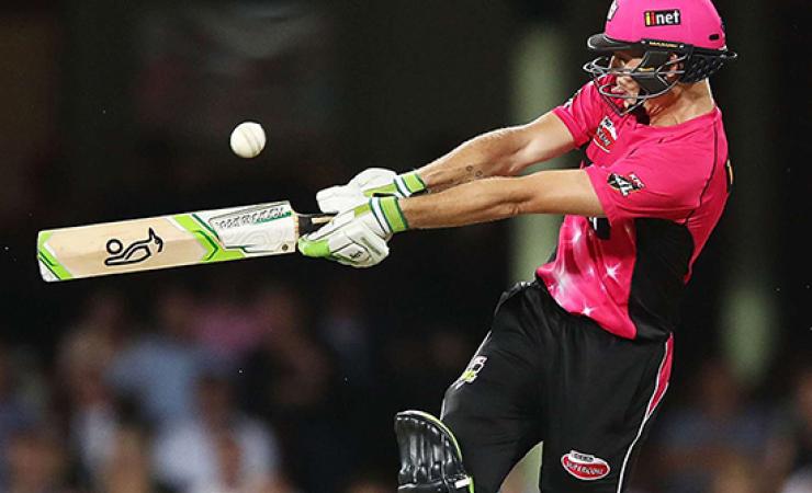 Sydney Sixers batsman Daniel Hughes playing a pull shot in cricket