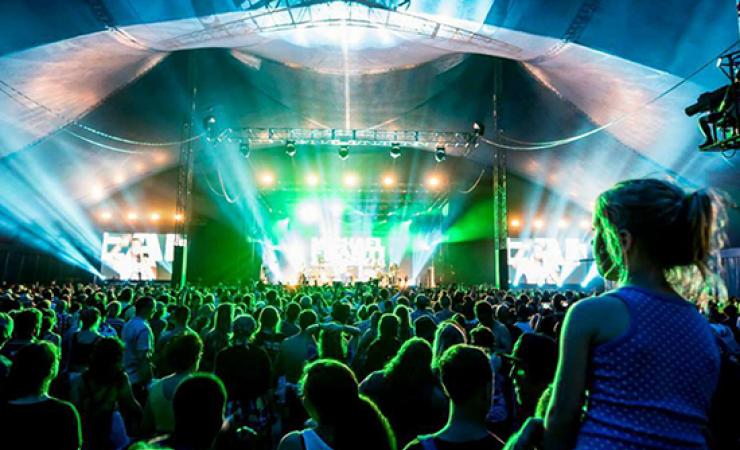 View of the busy main stage at Bluesfest music festival