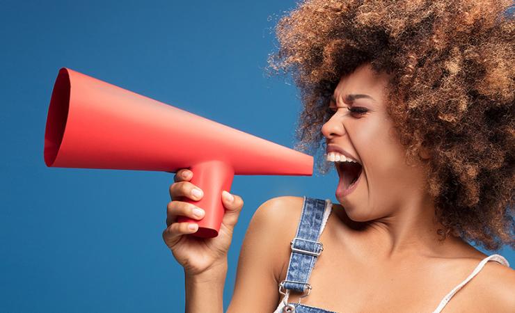 Woman holding megaphone