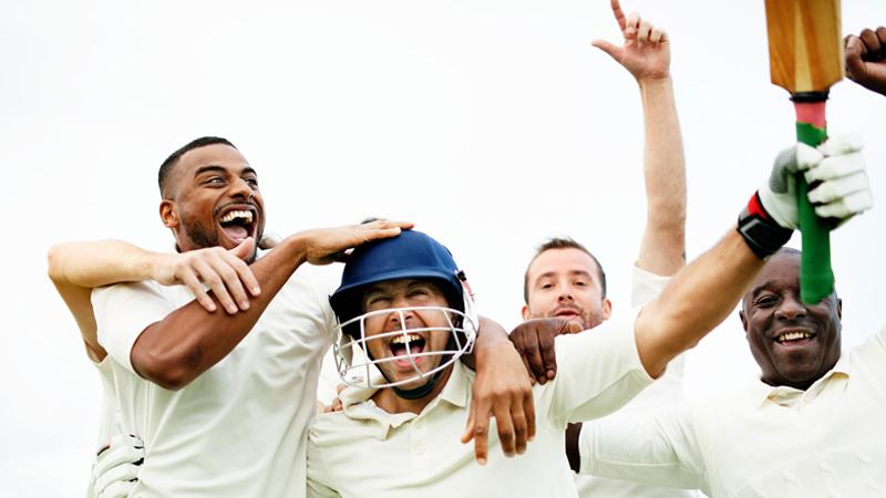 Cricketers celebrating