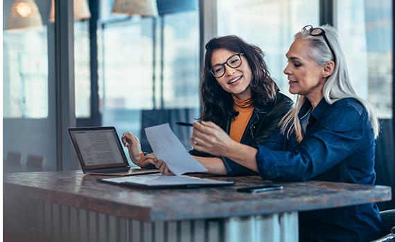 Two professionals in a meeting