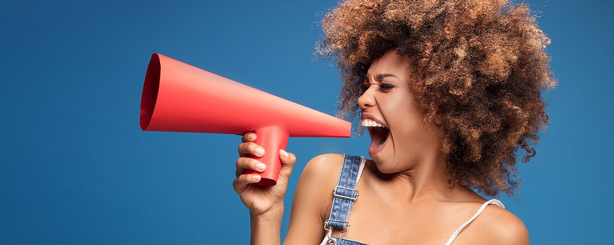 Woman holding megaphone