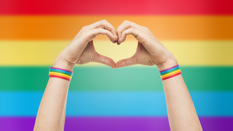 pride heart and flag