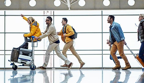 Excited people in the Airport