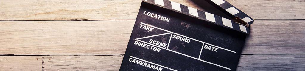 Clapperboard used for filming laying down