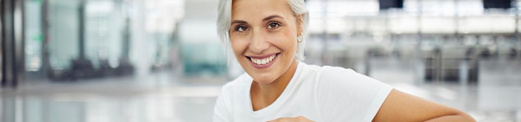 Lady sitting at airport