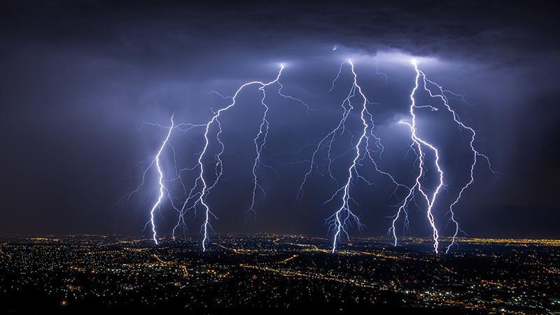 Lightning during a storm